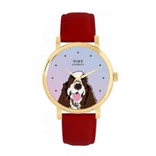 Toff London TLWS-43973 Ladies Brown And White Cocker Spaniel Dog Head Watch