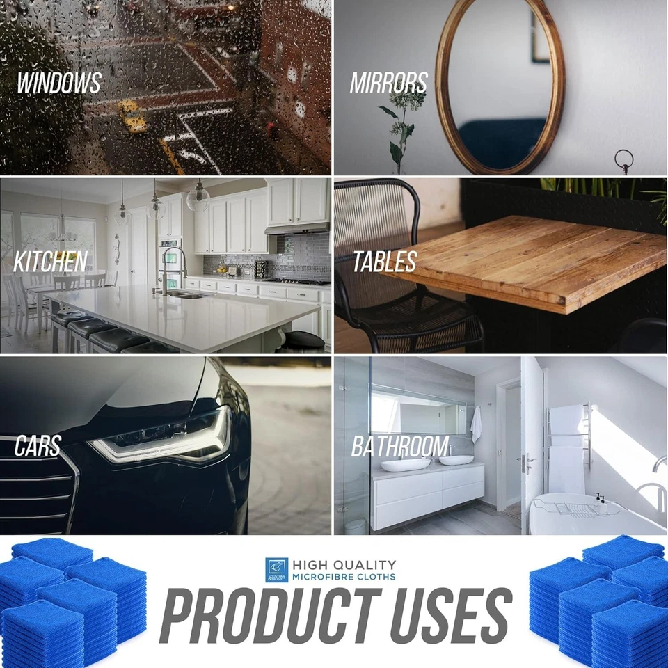 50x Microfibre Cleaning Cloths 40x40 cm Drying Window Car Kitchen Cleaner Large - Image 2 of 4