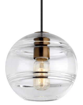 Visual Comfort 700TDSDNGPCR  Sedona Grande Suspension Glass Pendant - Aged Brass