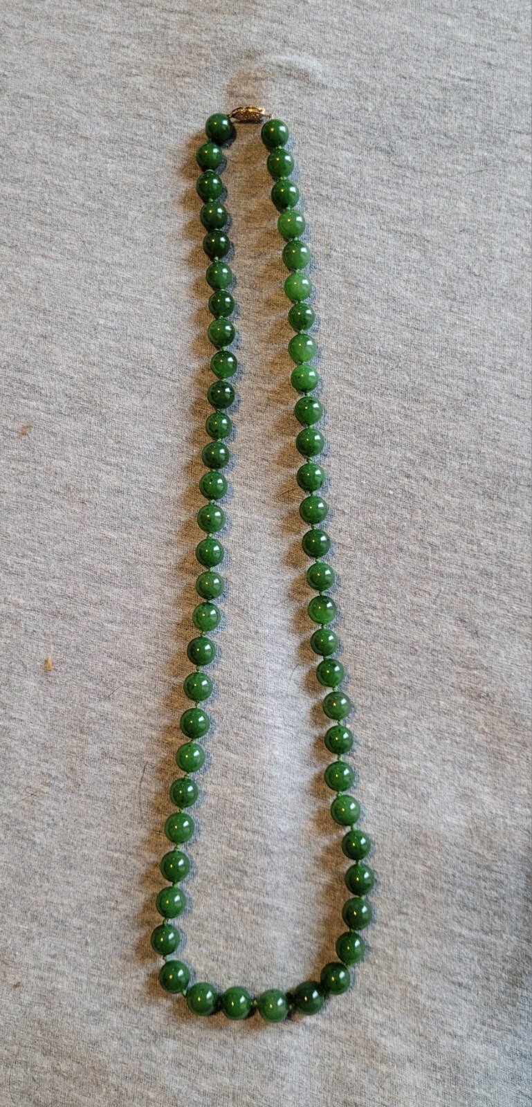 Vintage Jade Beaded Necklace W/ 18k Clasp eBay