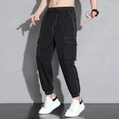 Herren Tapered Cuffed Hosen Mit Kordelzug Cargo Jogginghosen Freizeit