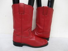 JUSTIN Red Leather Roper Vintage Cowboy Boots Womens Size 5 B. Style L3055 USA
