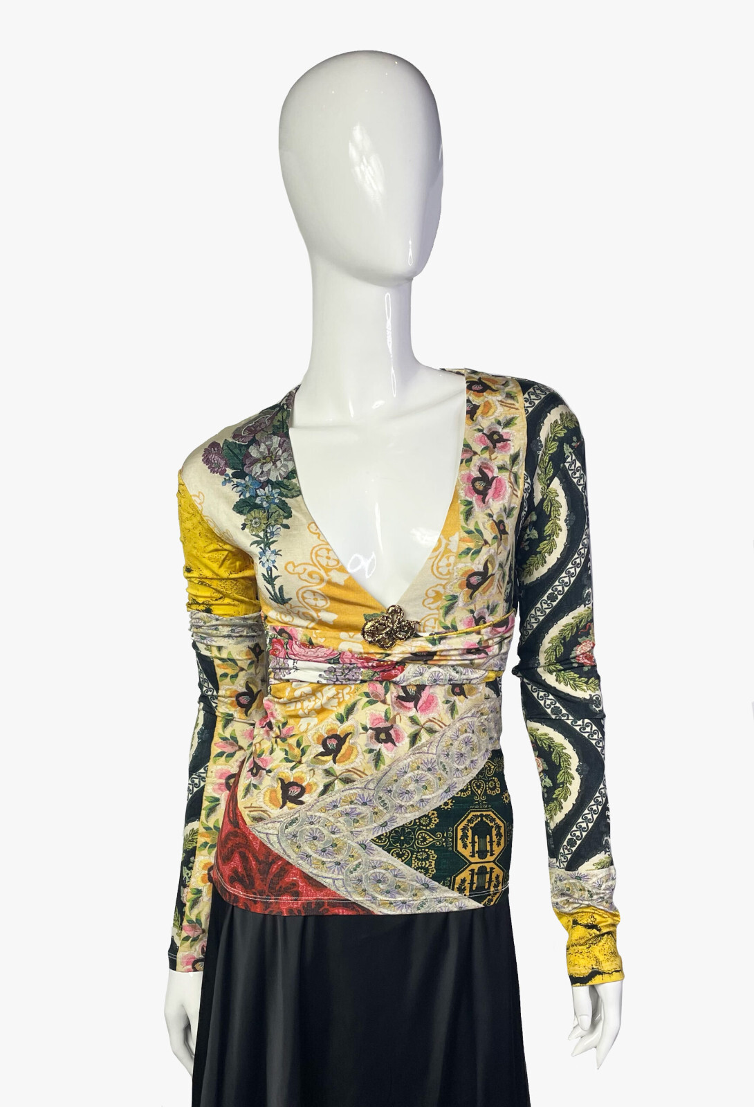 Roberto Cavalli patchwork print longsleeve runway… - image 2