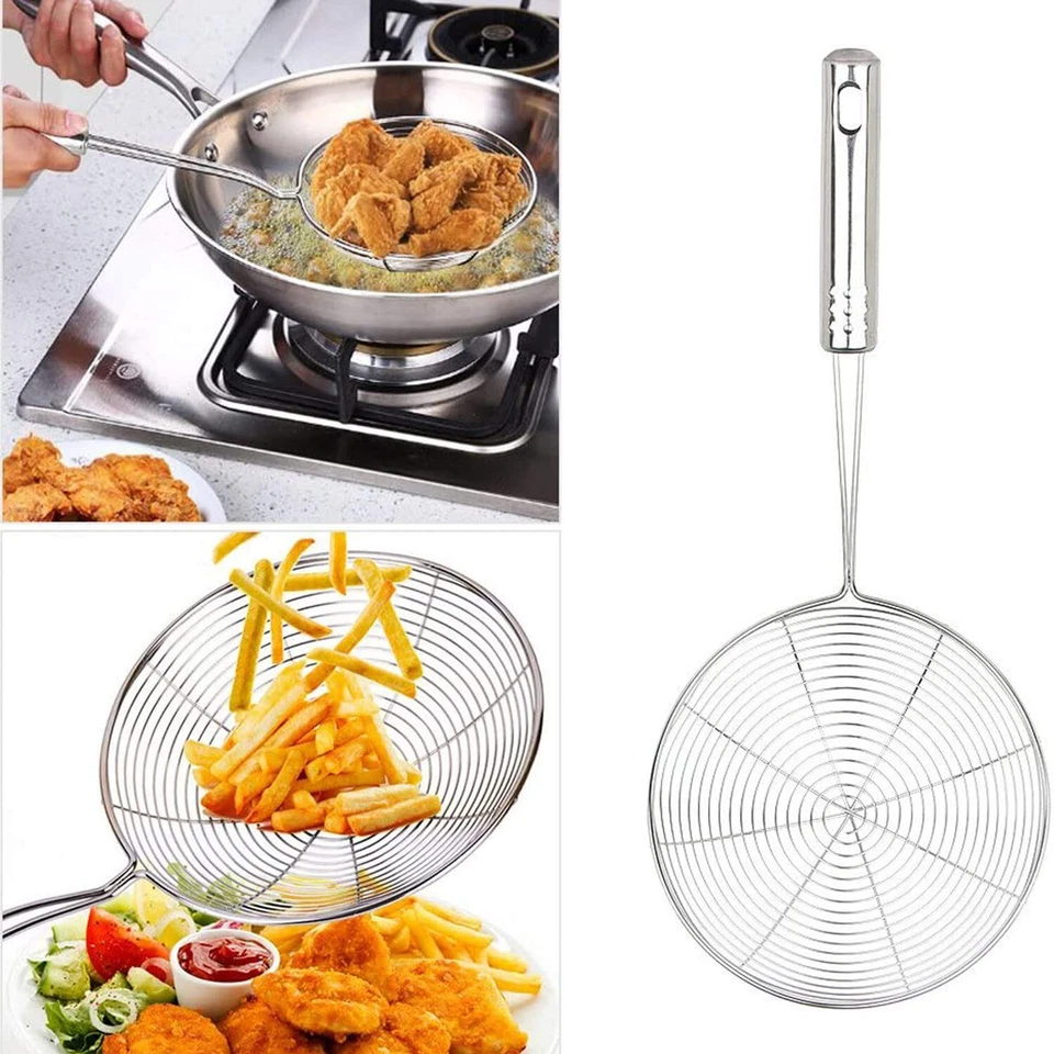 Heavy Duty 3x Ladle Spider Skimmer Kitchen Utensil Stainless Steel Mesh Strainer - Image 3 of 4