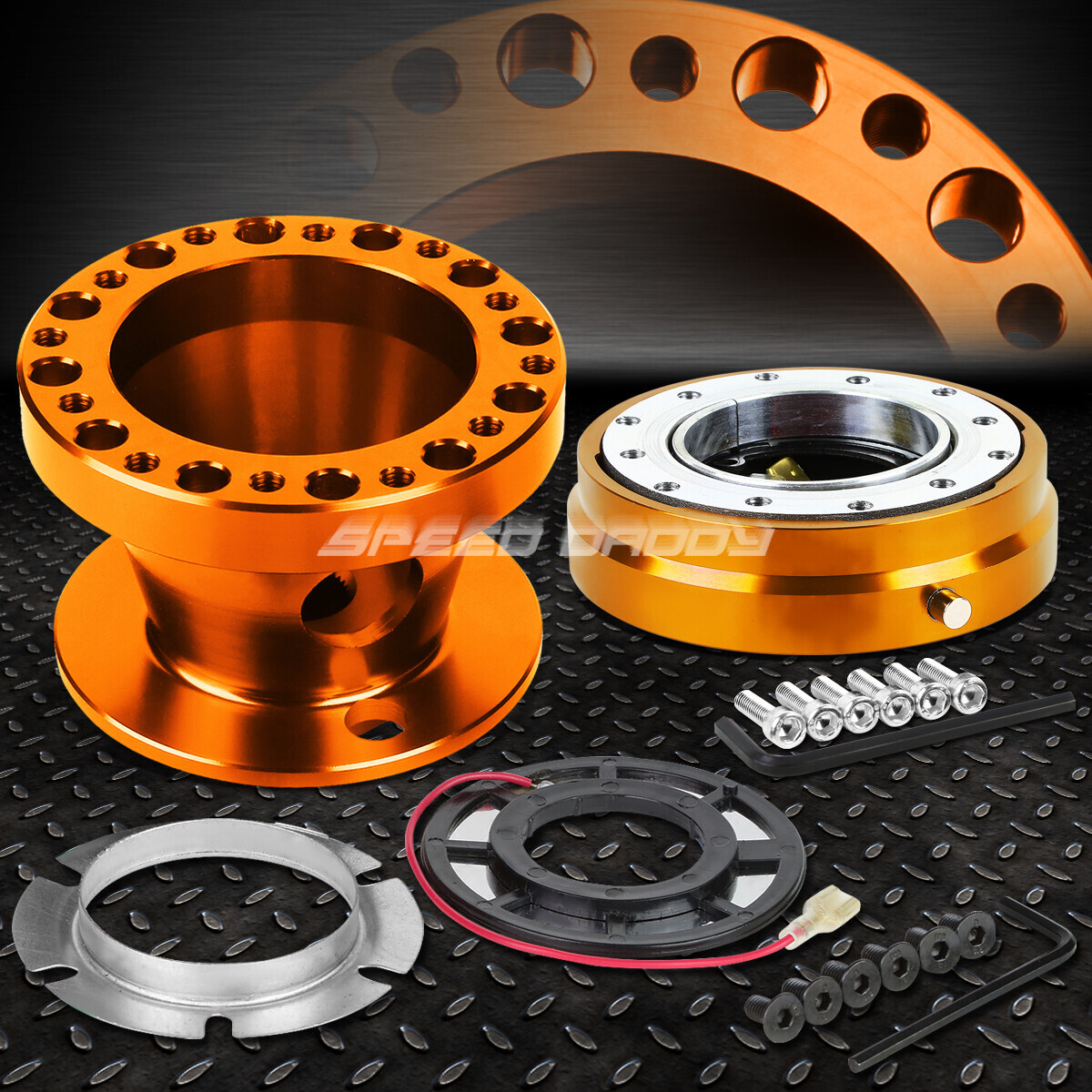 ORANGE 6-HOLE STEERING WHEEL HUB ADAPTOR+QUICK RELEASE FOR MIATA MX5/RX7/RX8/626