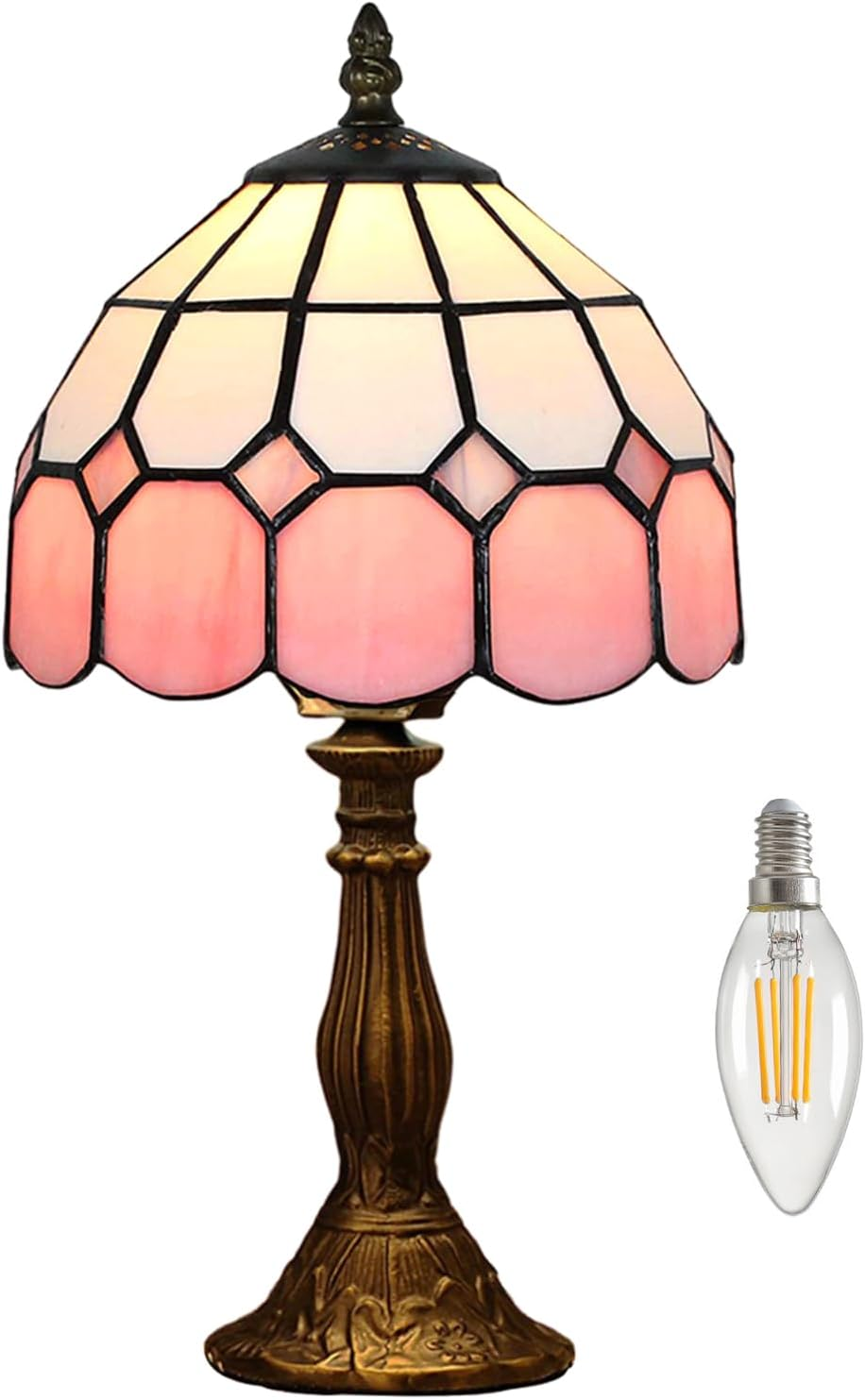 Table Lamp Tiffany-Style 8 Inch Mediterranean Series Stained Glass Lampshades Sm