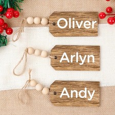 12pcs Christmas Stocking Name Tags DIY Blank Wooden Tags Xmas Decorations