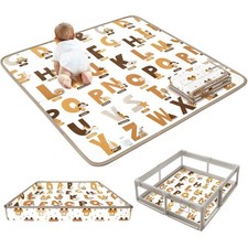 Foldable Baby Play Mat, Waterproof Double-Sided Cushioned Activity Play Mat, So