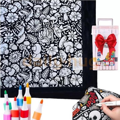 DIY Coloring Blanket with 24 Markers Color blanket Stress Relief Decor Gift New