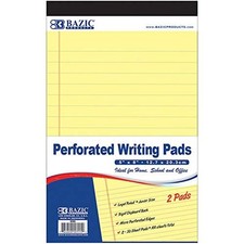 BAZIC 50 Ct. 5" X 8" Canary Jr. Perforated Writing Pad 3/Pack