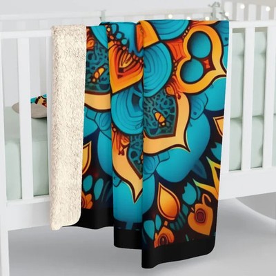 Bohemian Mandala Sherpa Blanket Vibrant Artistic Decor