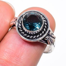 London Blue Topaz Gemstone Handmade 925 Sterling Silver All Size Ring For Gift