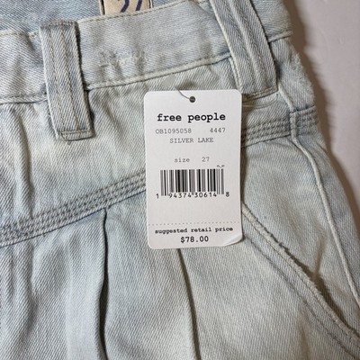 トップス Reee NWT Free People Denim Mini Skirt Silver Lake Frayed Hem Size 27