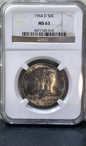 1964-D SILVER Kennedy Half Dollar NGC MS63-Beautifully Toned!