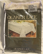 Vintage Quaker Lace Tablecloth 64 x 102 Oblong 8 Napkins 2815S - Natural NOS
