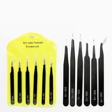 6Pcs ESD Anti-static Tweezers Set Maintenance Repair Stainless Steel Tools Kit
