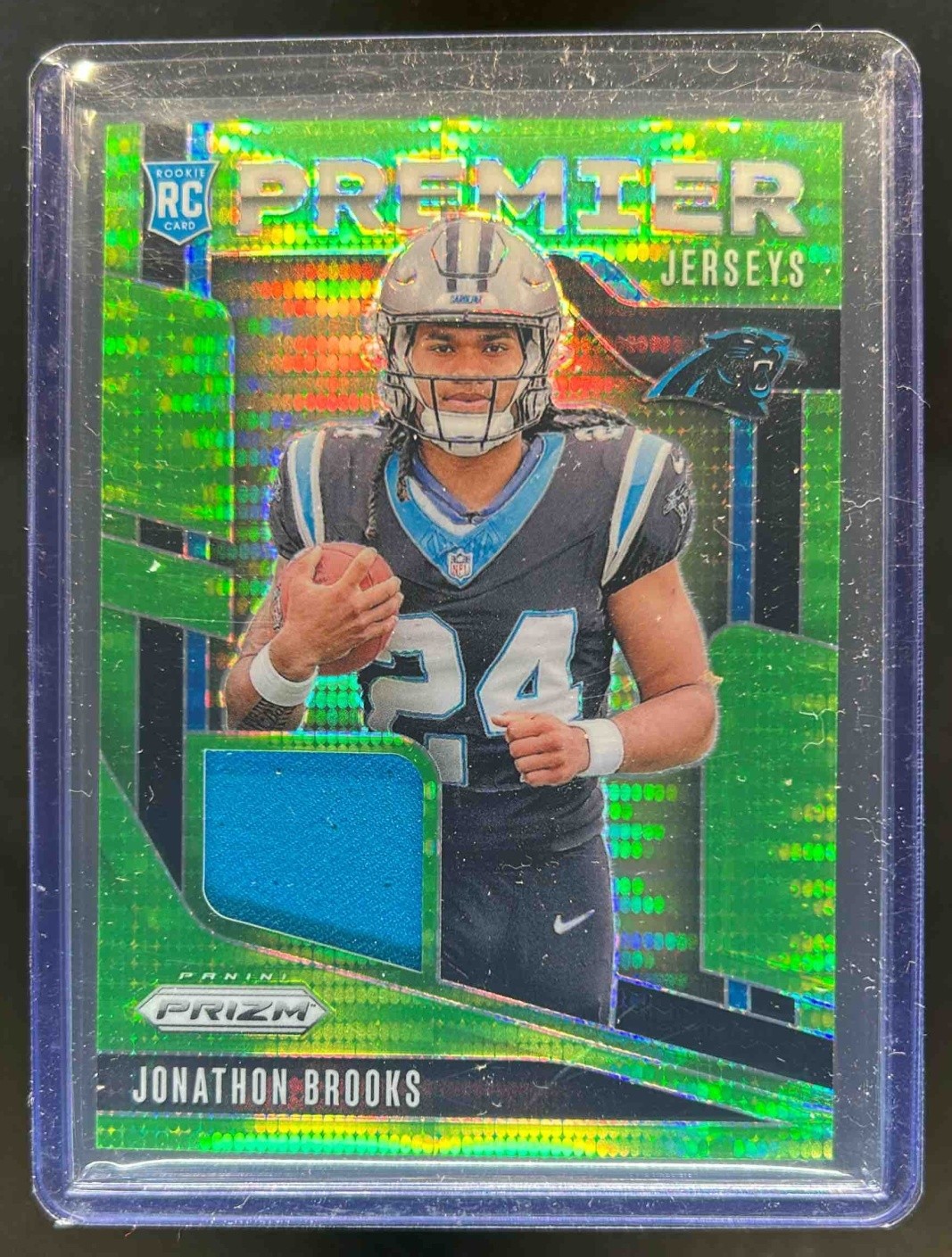 2024 Prizm Jonathon Brooks Premier Jerseys RC Neon Green Pulsar #PJ-JBS Panthers