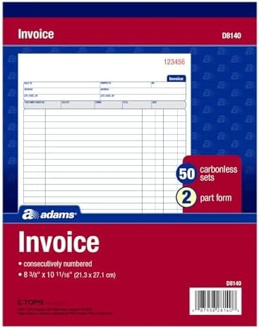 Invoice Book Two Part Carbonless 50 Sets