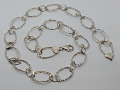AGI Sterling Silber 925 Doppel Oval Glieder Halskette -24'' - Italien