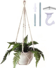 43 Inches Macrame Plant Hanger Large for 12 Inch Pot Extra Long No Tassel Cotton