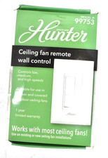 Hunter Ceiling Fan Remote Wall Control 99753 No Light Controller Device White