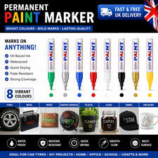 1x Permanent Car Tyre Metal Wood Paint Pen Oil Based Waterproof Marker Black UK