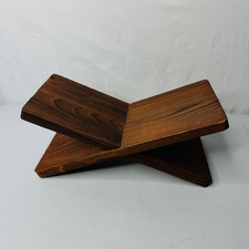 Soporte de libro plegable de madera hecho a mano mancha de nogal oscuro libro de cocina soporte de Biblia 11,5"