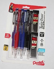 6 Pack Pentel Twist-Erase Click Mechanical Pencil 0.5mm with 60pcs of Lead 26118