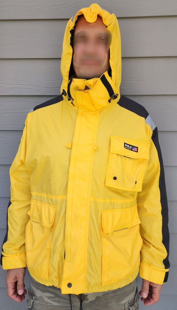 Vintage 90s Polo Sport Ralph Lauren Yellow Nylon Windbreaker