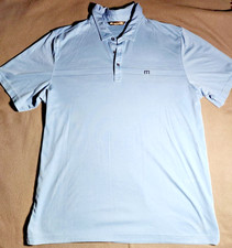 Travis Mathew Polo Shirt Men XXL Light Blue Short Sleeve 1/4 Button Cotton Blend