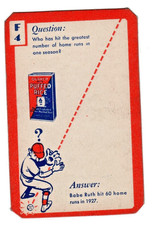 1934 Quaker Puffed Ask Me Baseball Trivia Card, F4 - Ruth, Knickerbockers