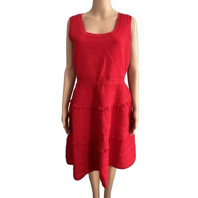 Needle & Thread £400 rot strukturiert Strick ärmellos Mini Party Kleid UK 18 neu mit Etikett