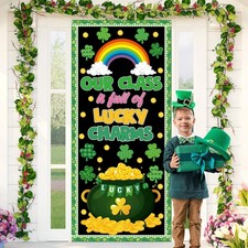 St. Patrick's Day Door Cover Decoration Lucky Shamrocks Classroom Door Banner G