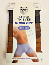 Pair of Thieves Mens Action Blend Quick Dry Boxer Brief Large 3pk Browns New