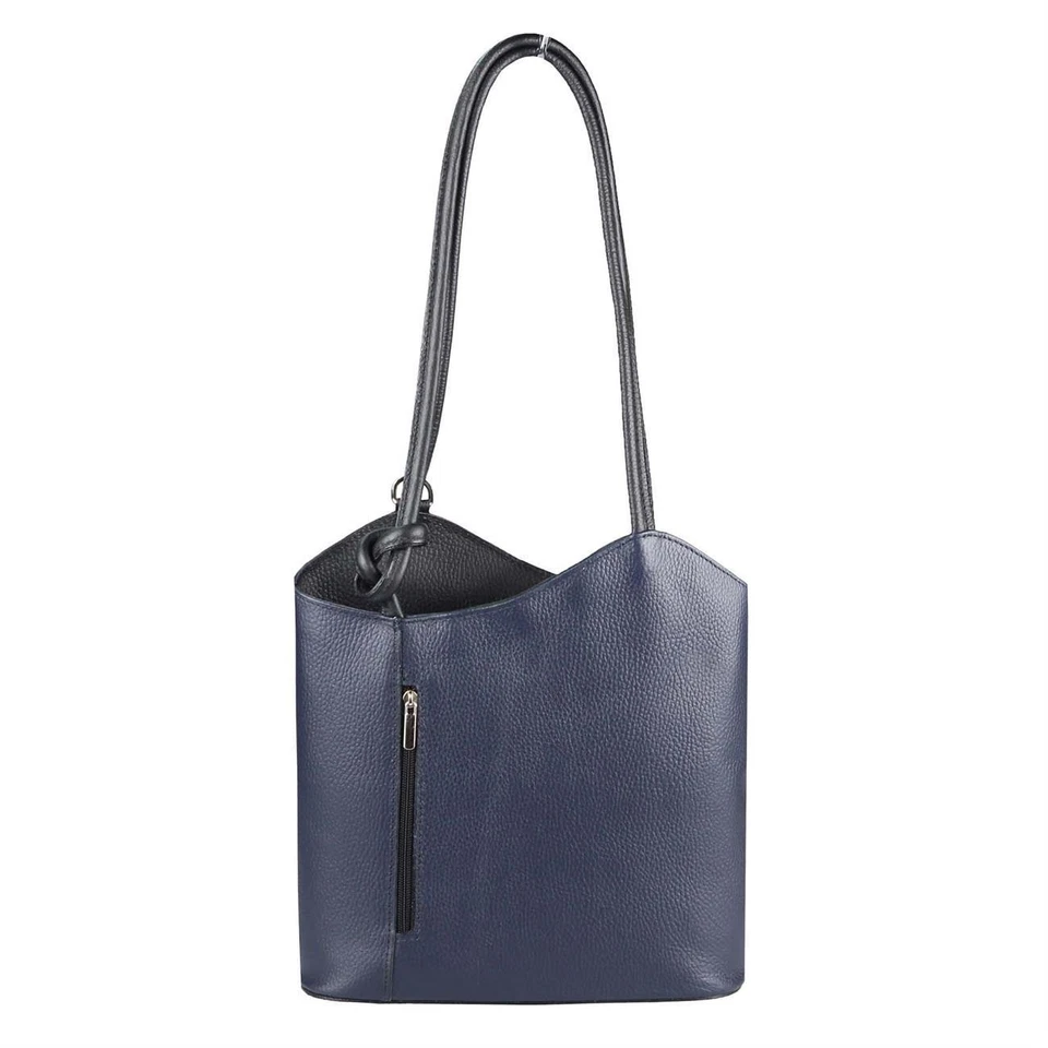 ITALY DAMEN LEDER CITY-RUCKSACK 2IN1 TASCHE SCHULTERTASCHE SHOPPER REISE URLAUB - Bild 3 von 4