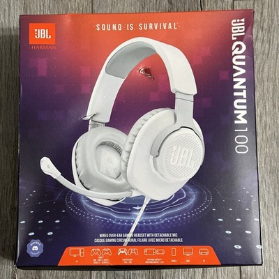 Jbl Quantum 100 Wired Over-ear Gaming Headphones With Detachable Mic White NEW