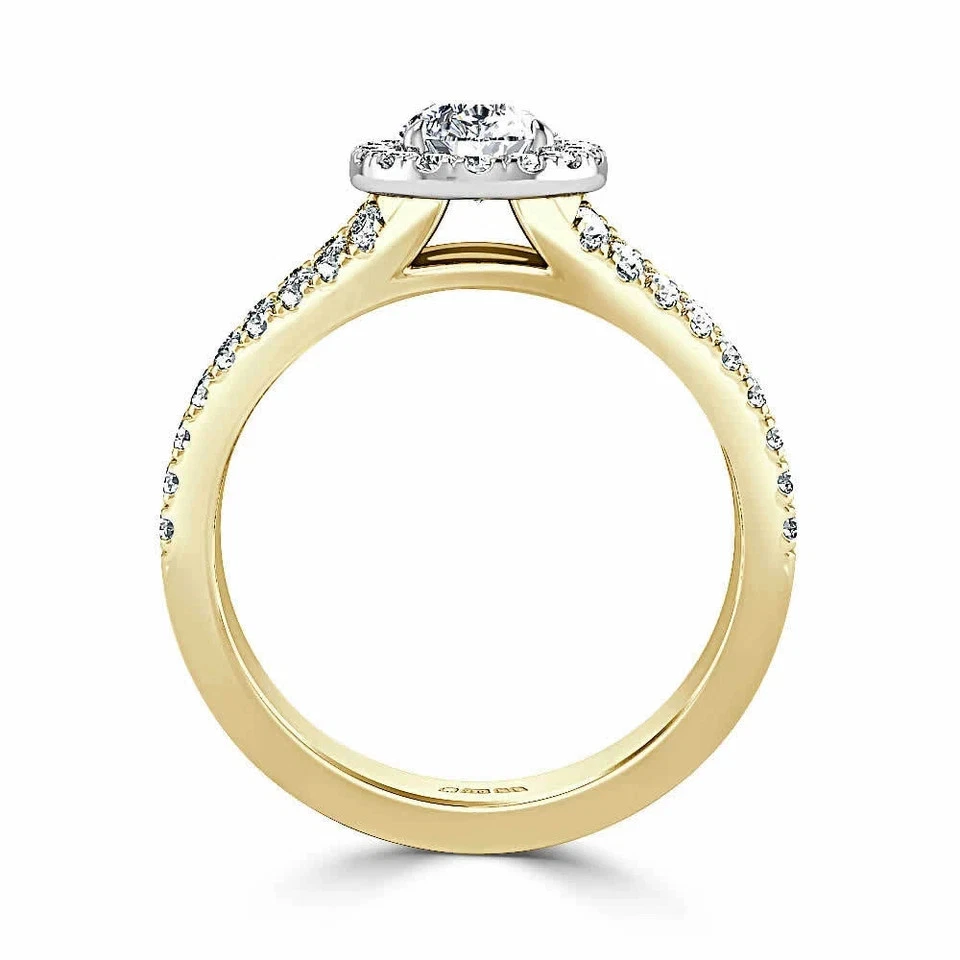 Lab-Created Pear Cut 1.70 Ct White Diamond Wedding Ring 14K Yellow Gold FN - Image 3 of 4