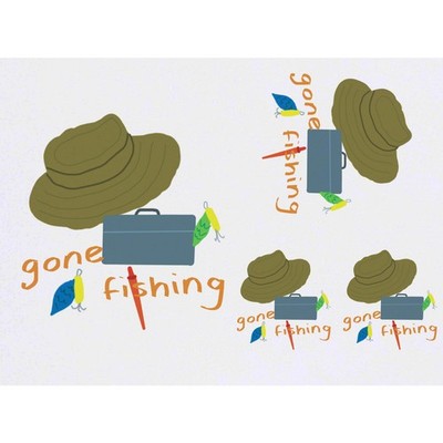 4 x ''Off Out Fishing'' Temporäre Tattoos / Transfers (TO00101364)