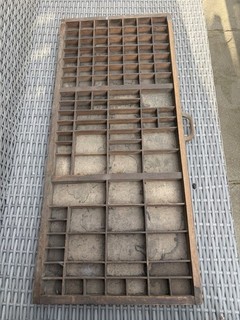Antique Vintage Print Press Tray Drawer
