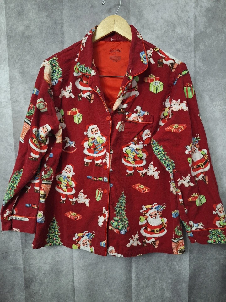 De Colección Nick And Nora Franela Navidad Pijama Para Mujer Talla XL Top y Pantalones Perro Santa Foto 3 de 4