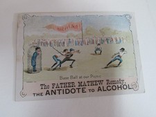Baseball Theme Trade Card for Father Mathew Remedy for Intemperance