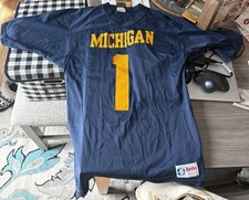 Vintage Michigan Wolverines #1 Jersey Mens M Betlin USA Made Nylon 70’s Rare