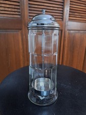 Tablecraft Glass Barber Straw Holder Container Jar Metal Lid