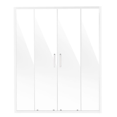 Semi-Frameless Shower Door 57.8-59''W x 70''H Double Sliding Glass Chrome