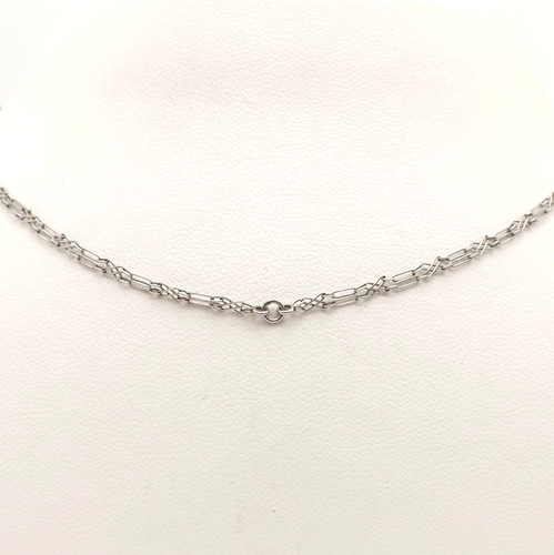 Art Deco Solid Platinum Double Key Hole Link Chain Necklace Charm Holder Setting