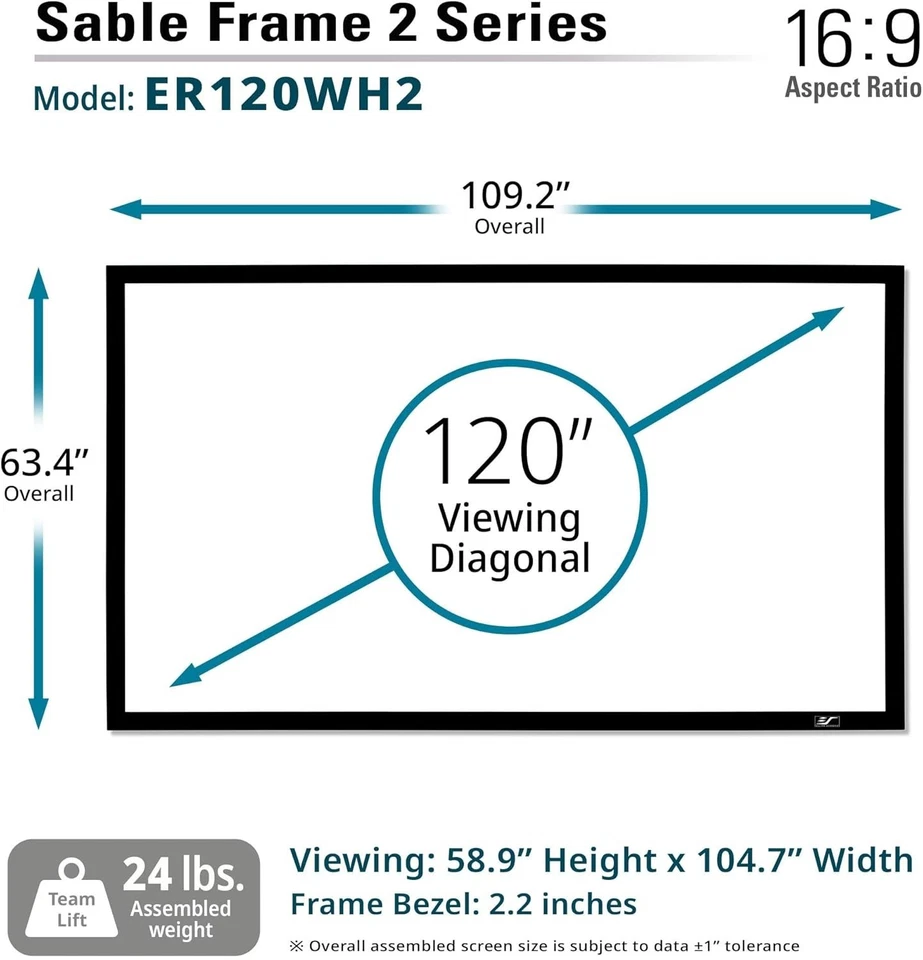Elite Screens Sable Frame 2, 120-inch 16:9, Fixed Frame Home Theater Projection - Image 3 of 4