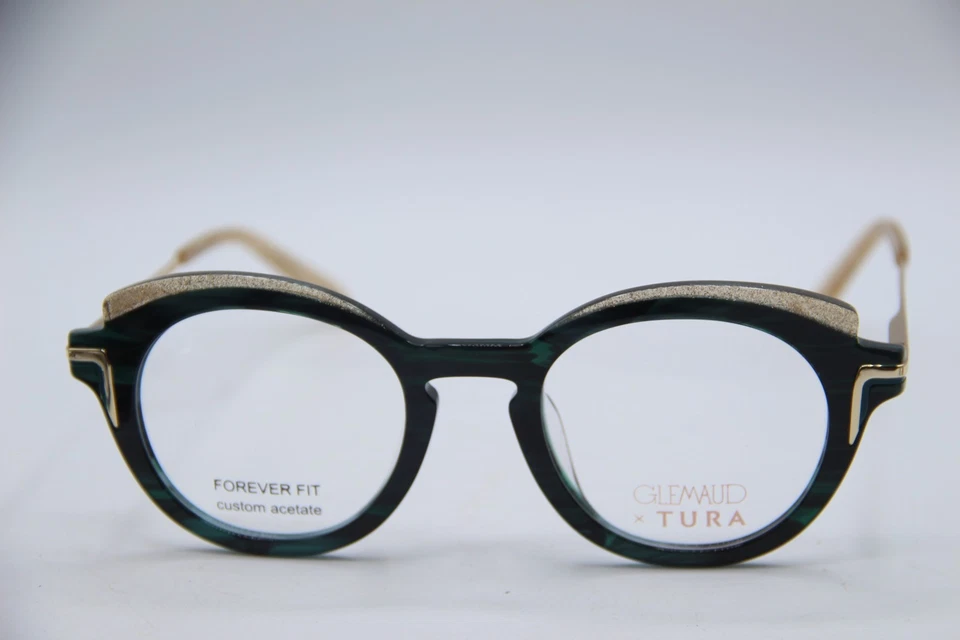 NEW GLEMAUD X TURA VGO 006 EMR BLACK GOLD AUTHENTIC FRAMES EYEGLASSES 51-23 - Image 2 of 4