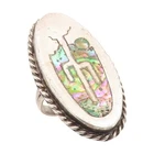 925 Sterling Silver Vintage Ring MEXICO Abalone Inlay Band  Sz 5.5  RG35012