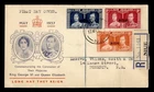 DR WHO 1937 NEW ZEALAND NIUE OVPT FDC KGVI CORONATION CACHET COMBO M70791