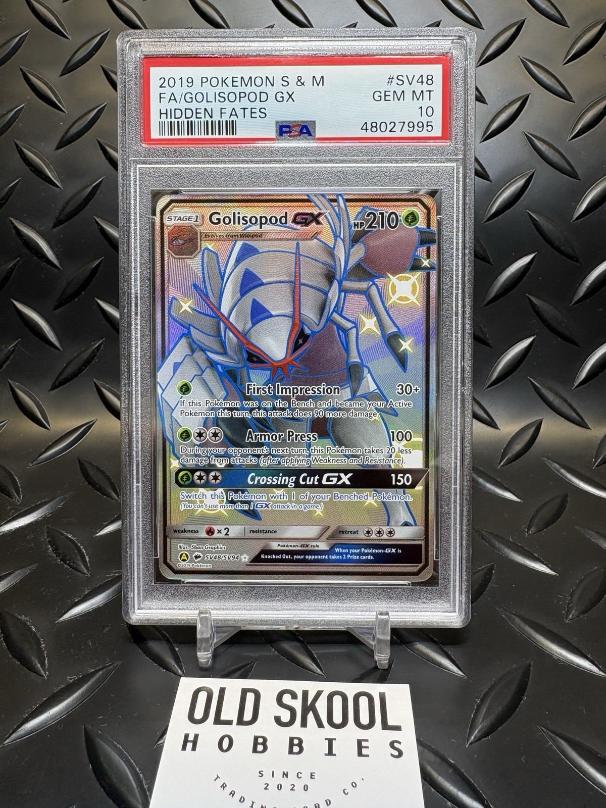 Pokemon TCG Hidden Fates ~ Golisopod GX #SV48 Full Art ~ PSA 10 GEM MINT